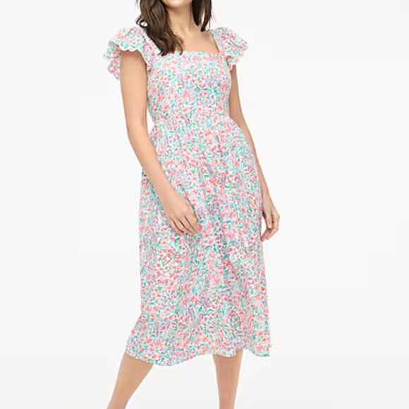 J CREW Factory | Petite ruffle-sleeve midi dress - Picture 1 of 2